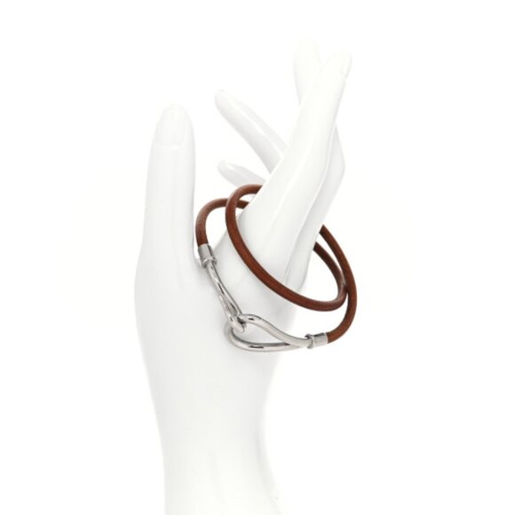 Hermes Natural Bridle Jumbo Hook Double Tour Bracelet Bouton - Picture 2 of 3